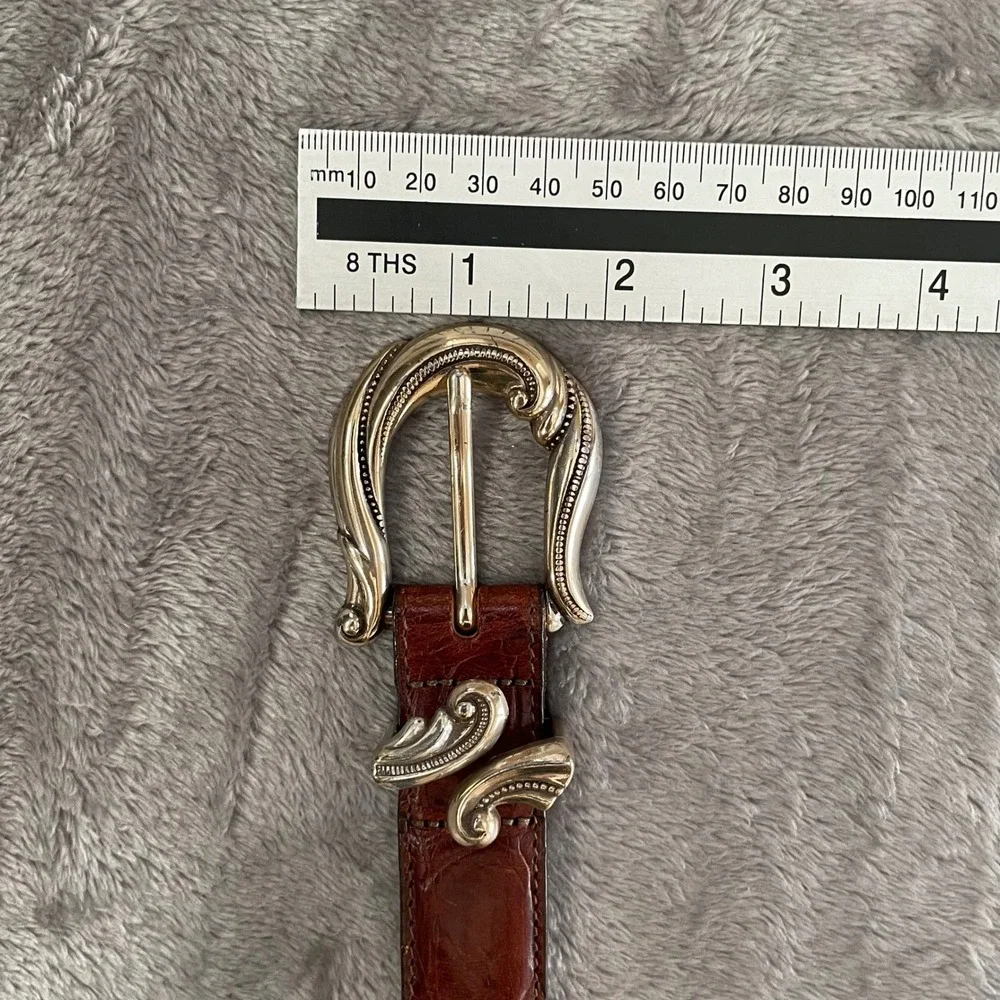 Vintage Y2K‎ Brighton Brown Mock Croc Leather Western Buckle Belt Large